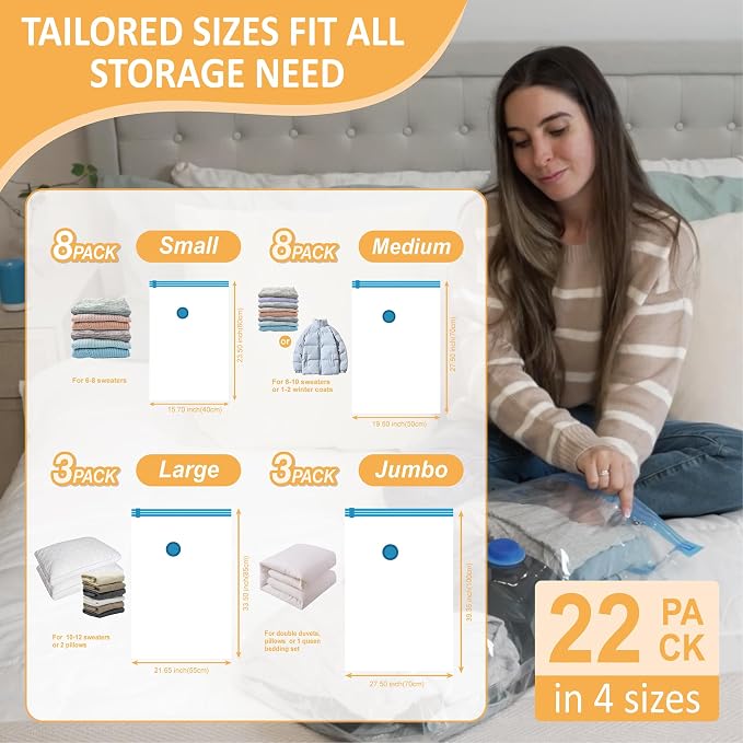 22 Pack Vacuum Storage Bags - Image 4