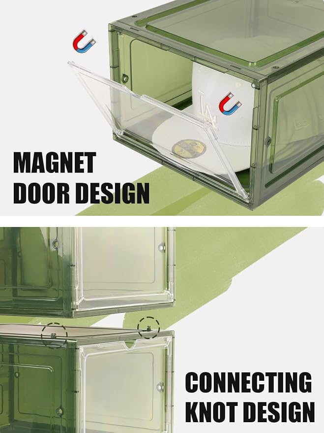 6 Pack Hat Organizer Box, Stackable Clear Baseball Caps Holder Box Containers - Image 6