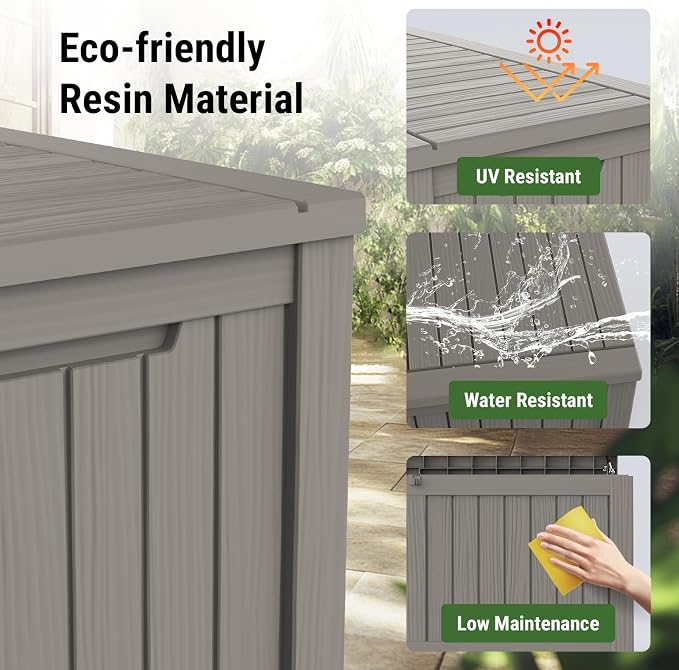 Mars Villa 119 Gallon Outdoor Storage Box Waterproof, Large Resin Deck Box - Image 4