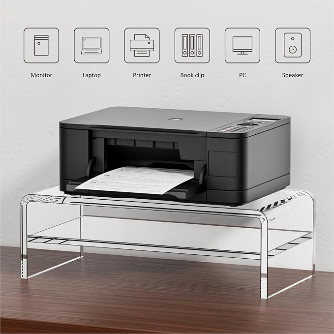 Acrylic Monitor Stand, 2 Tiers Clear Monitor Riser Computer Stand - Image 5