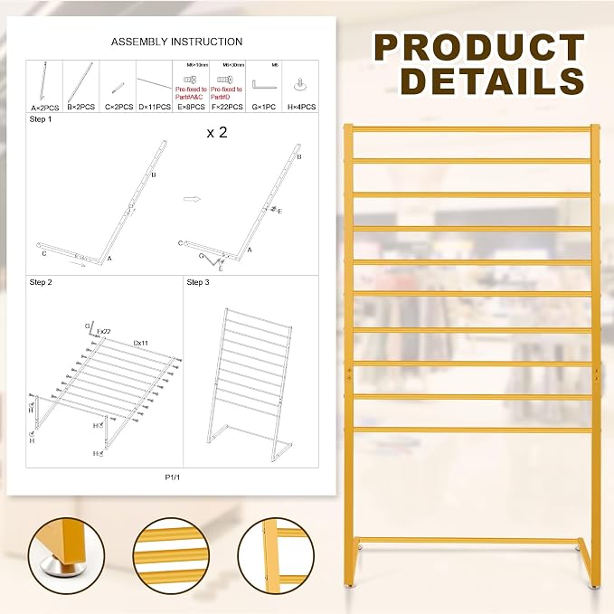 Hijab Organizer, 10 Tier Metal Scarf Holder Organizer, Freestanding Scarf Shawl - Image 4