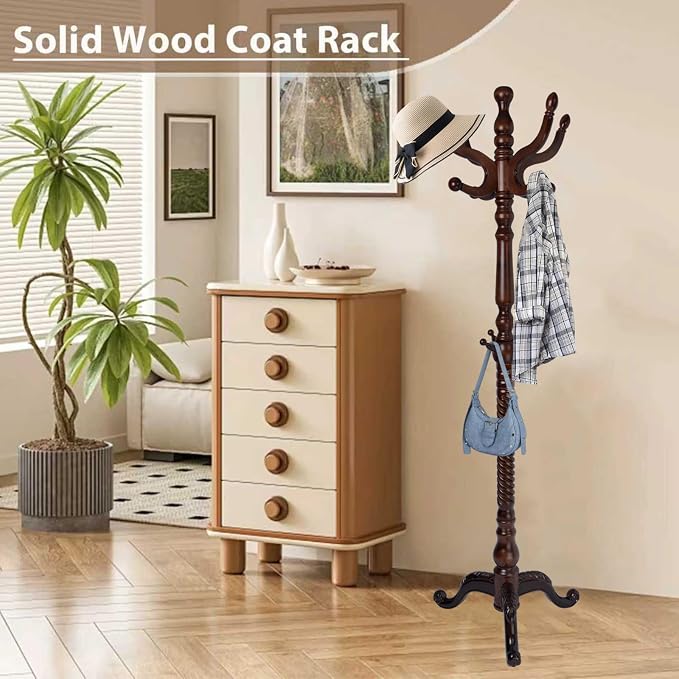 Solid Wooden Coat Rack Stand, Coat Racks Freestanding - Image 5