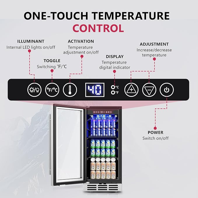 15'' Beverage Refrigerator Cooler - Image 4