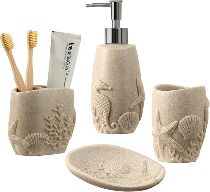 Bathroom Accessories Set, Toothbrush Holder, Soap Dish, Bathroom Countertop by Haocoott