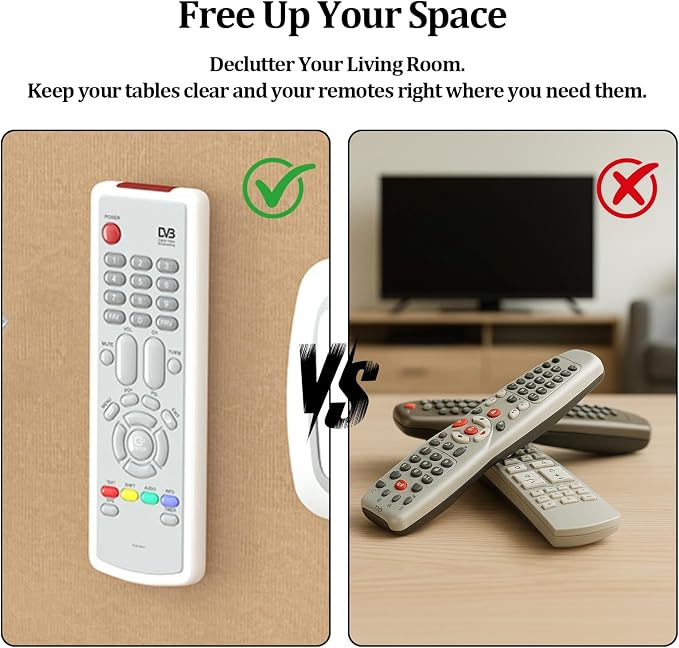 Magnetic Remote Control Holder Wall-Mounted Remote Holder Adhesive Strips Easy - Image 3