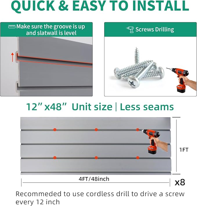 Slat Wall Paneling Garage Slat Wall Storage Systems Organizer Grey Slatwall 4x8 - Image 3