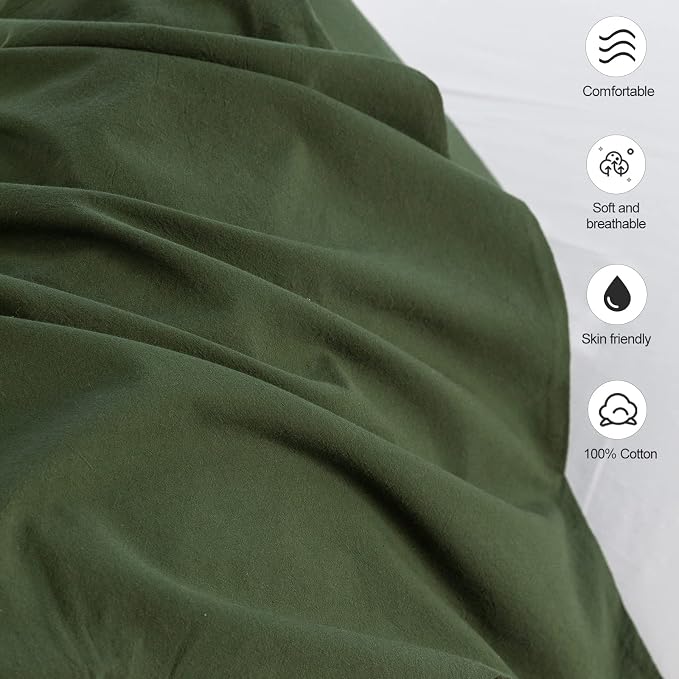 MooMee Bedding Pillowcases Pack of 4 100% Washed Cotton Linen Like Textured - Image 5