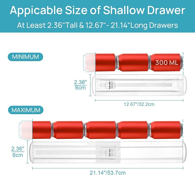 Vtopmart 8 Pack Shallow Drawer Dividers, 2.36" High 12.67"-21.14" Adjustable - Image 2