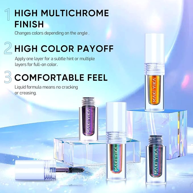 MAKI YIKA 5Pc Glitter Eyeshadow Liquid Multichrome Eyeshadows Long Lasting - Image 8