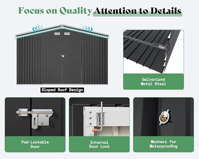 VanAcc 12x20x7.2 FT Outdoor Storage Shed - Image 6