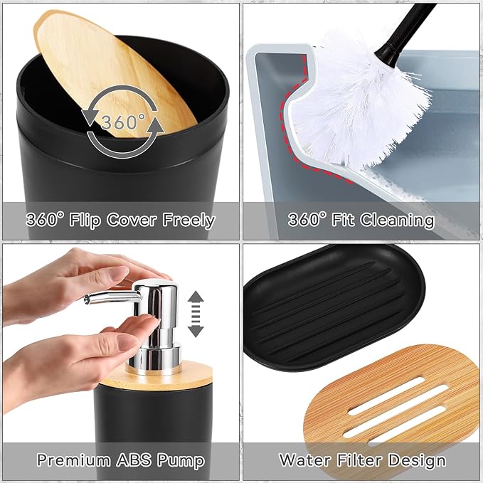 iMucci Bathroom Accessories Black Bathroom Sets - Image 2