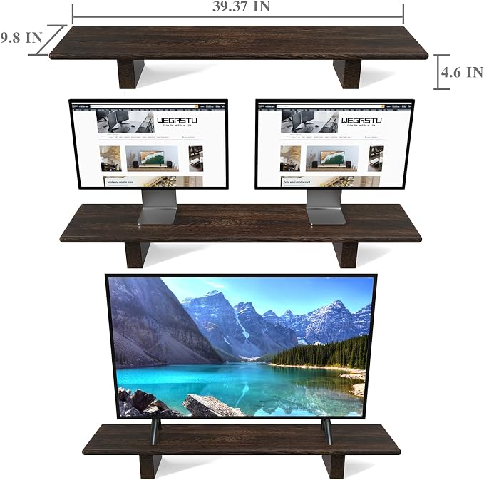 "WEGASTU Solid Wood Rustic Desk Monitor Stand - Image 5