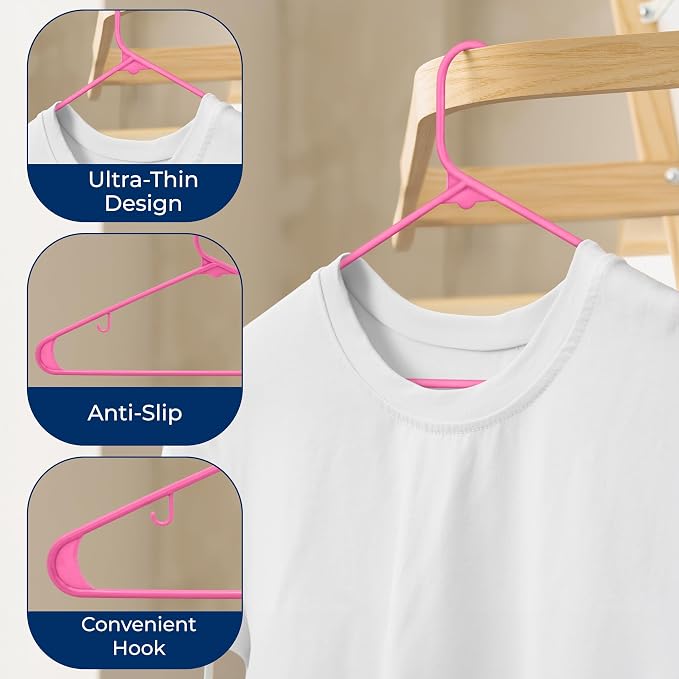 SereneLife 150 Pack Plastic Hangers, Space-Saving Closet Organizers, Durable - Image 5