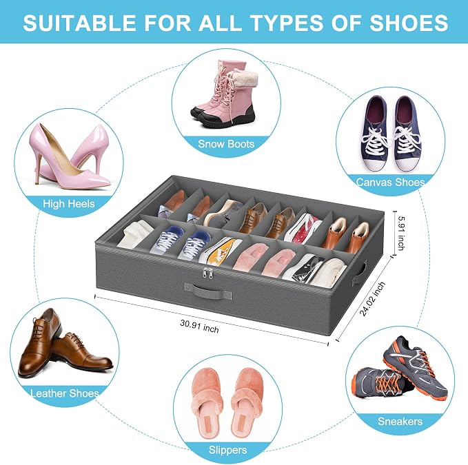 2 Pack Under Bed Shoe Storage Organizer - Image 2