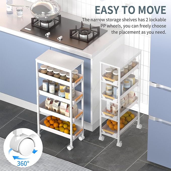 5 Tier Slim Rolling Utility Cart - Image 3