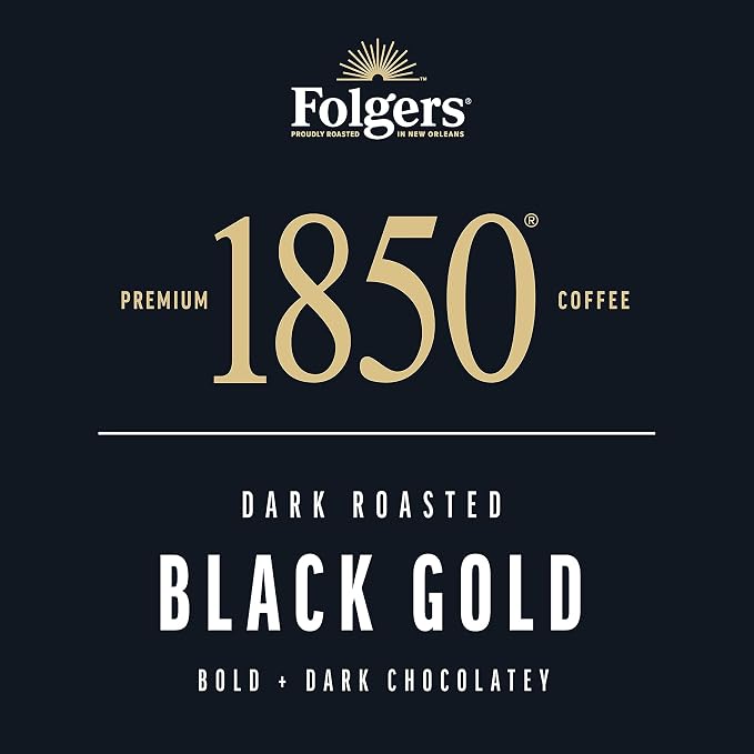 Folgers 1850 Black Gold Dark Roast Coffee, 10 Keurig K-Cup Pods - Image 5