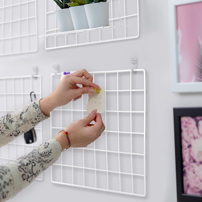 ODOXIA 4-Pack Wire Wall Grid Panel | Photo Grid Wall Decor | Metal Grid Board - Image 4