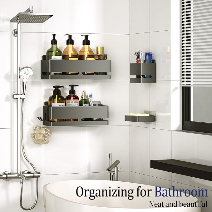 Bathroom Storage Rack, Wall-Mounted Shelf - Image 3