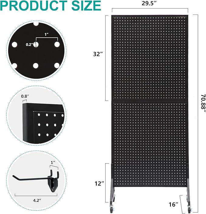 Eastern Tree 2.5'x 6' Metal Pegboard Display Stand - Image 2