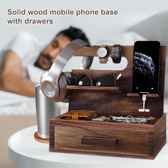 Night Organizer – Wood Phone Dock Station, Desk Organizer - Image 4