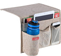Linen 4 Pockets Bedside Caddy, Bedside Storage Organizer by ZAFIT