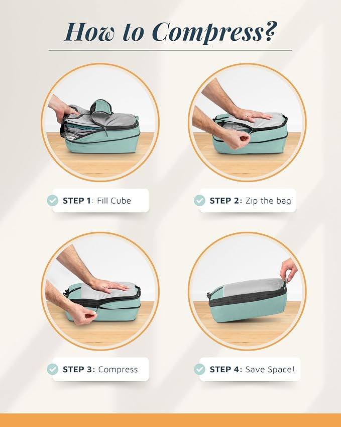 Compression Packing Cubes for Travel by TRIPPED – 6-Piece Premium Set - Image 5