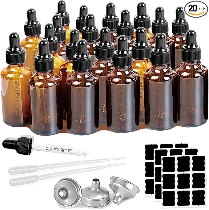 20 Pack, 2 Oz Amber Glass Dropper Bottle by Z-synka