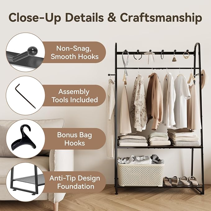 KAFAHOM Purse Organizer for Closet, Heavy Duty Coat Rack freestanding for - Image 5