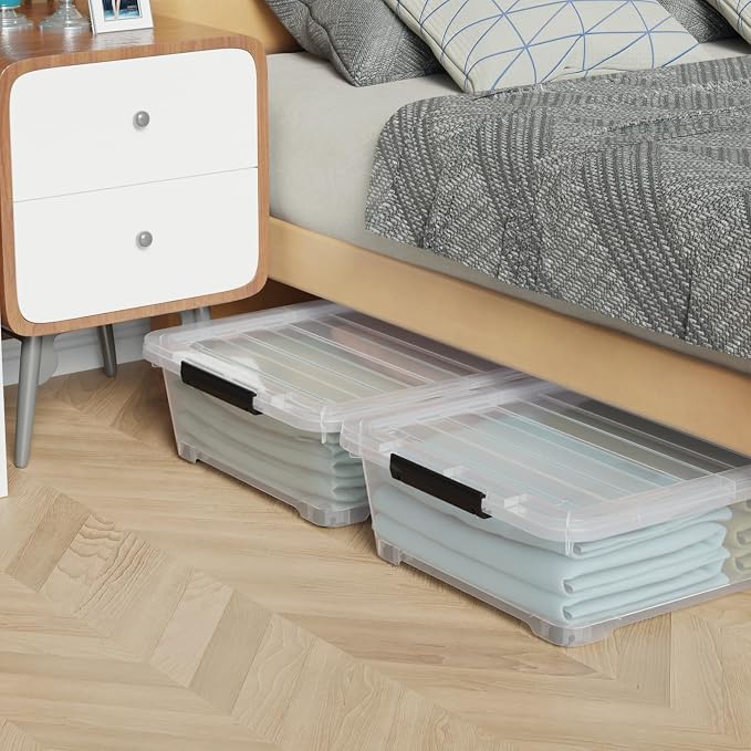 3 Packs 40 L Plastic Underbed Storage Containers - Image 4