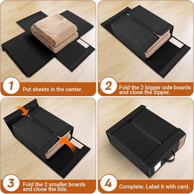 4 Pack Bed Sheet Closet Organizers and Storage, Sturdy Foldable Storage - Image 4