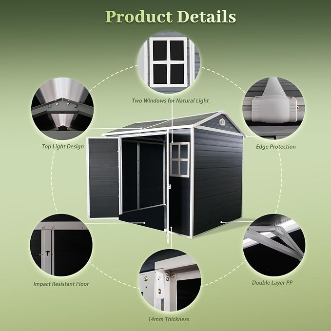8x4ft Resin Outdoor Storage Shed - Image 7