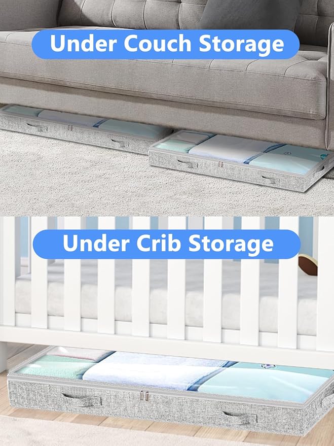 Low Profile Under Bed Storage, 3-Inch High Foldable Underbed Storage Bins - Image 7
