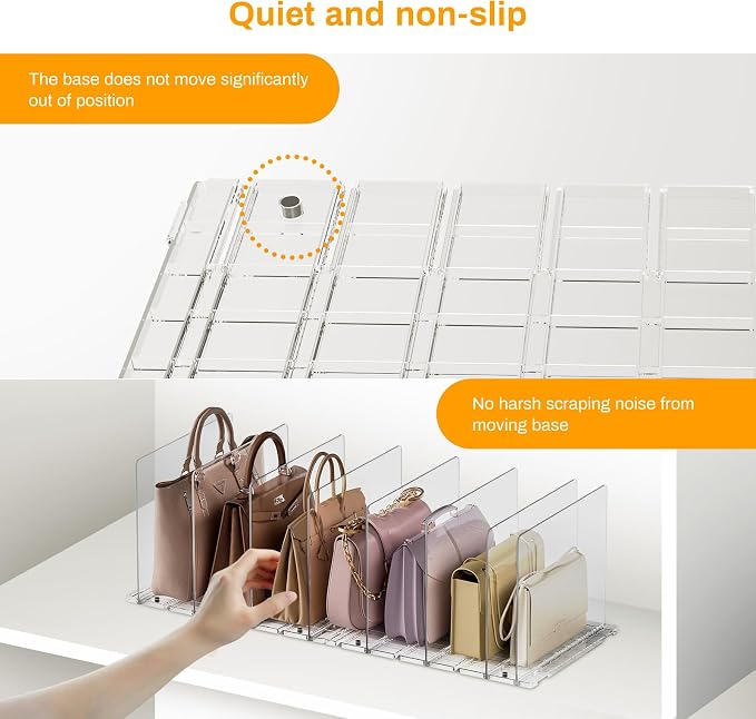 Purse Organizer for Closet Organizers and Storage, Adjustable Clear Shelf - Image 2