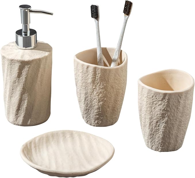 Bathroom Accessories Set, Toothbrush Holder, Bar Soap Dish Holder Saver by Haocoott