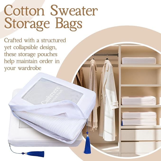 2 Pack Cashmere Protection Pouch, Cotton Sweater Storage Bags - Image 4
