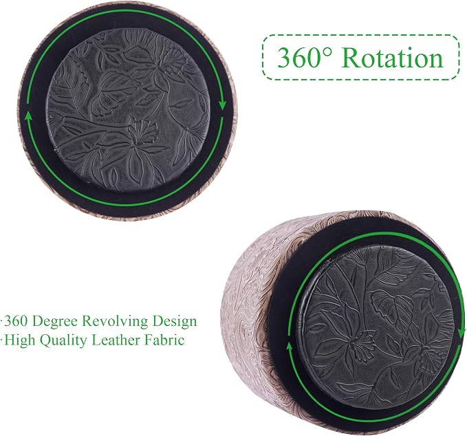 lizimandu Round Leather Art Supply Organizer, Remote Control Holder, 360 Degree - Image 4