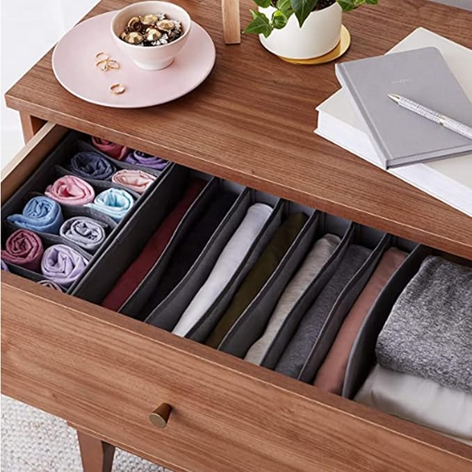8 Pack Dresser Drawer Organizer Clothes Underwear Sock Storage Pink Foldable - Image 5