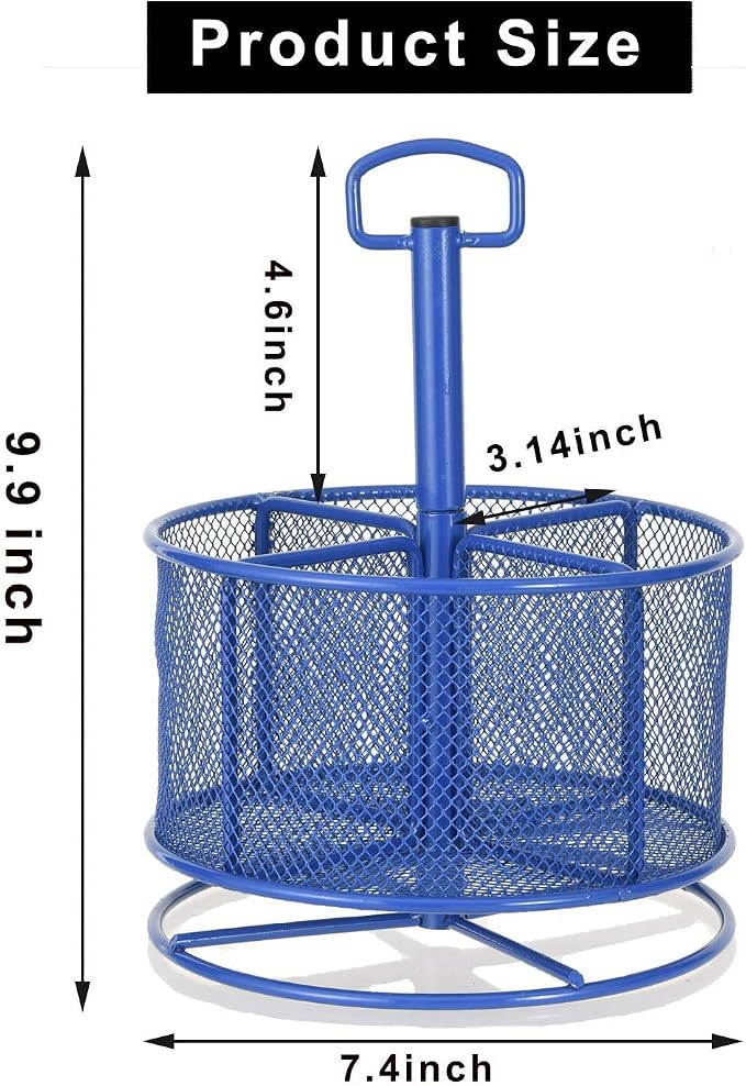 Marbrasse Mesh Desk Organizer, 360-Degree Rotating Multi-Functional Pen Holder - Image 6