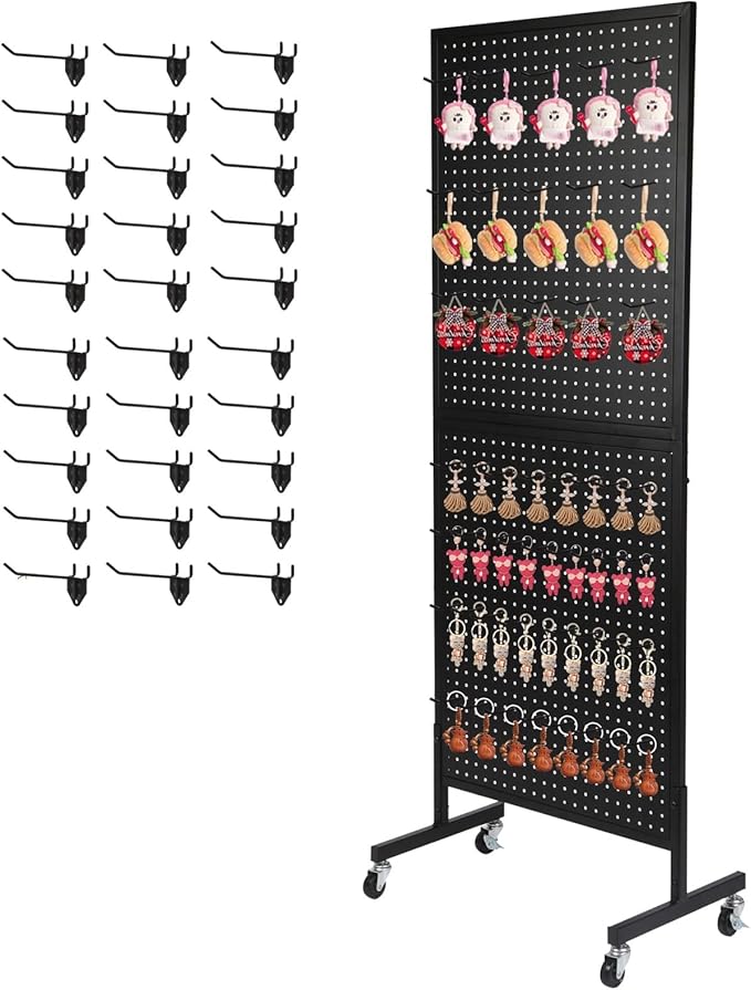 Eastern Tree Metal Pegboard Display Stand 2'x 5'with 30 Hooks, Pegboard Panels by EasternTree