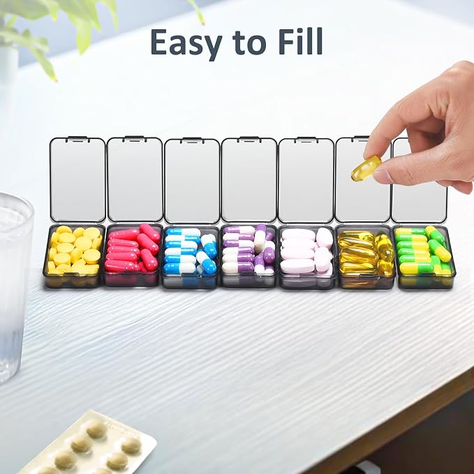 Fullicon Small Pill Case for Purse, Travel Medicine Pill Organizer, Weekly 7 - Image 4