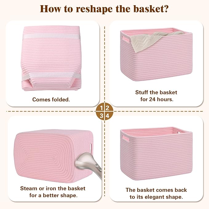 Storage Baskets for Organizing, 4 Pack Storage Baskets for Shelves, Woven - Image 8