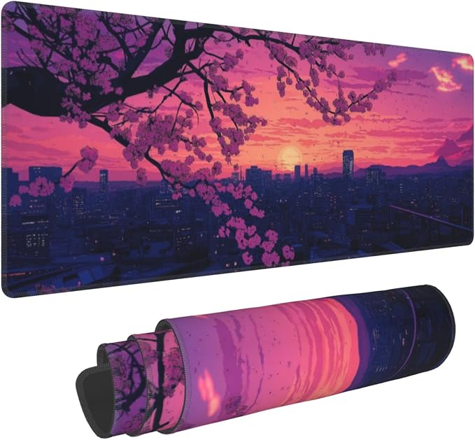 Sakura City Sunset Large Mouse Pad, Anime Style Gaming Desk Mat, XL Keyboard - Image 2