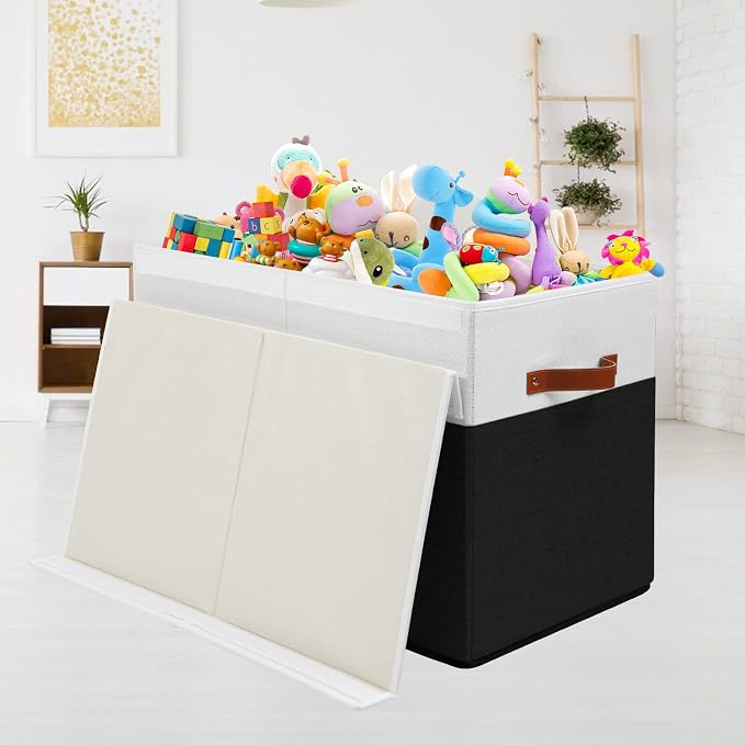 Large Toy Storage Box with Lid, Sturdy Toys Storage Chest Bin Organizer Basket - Image 7
