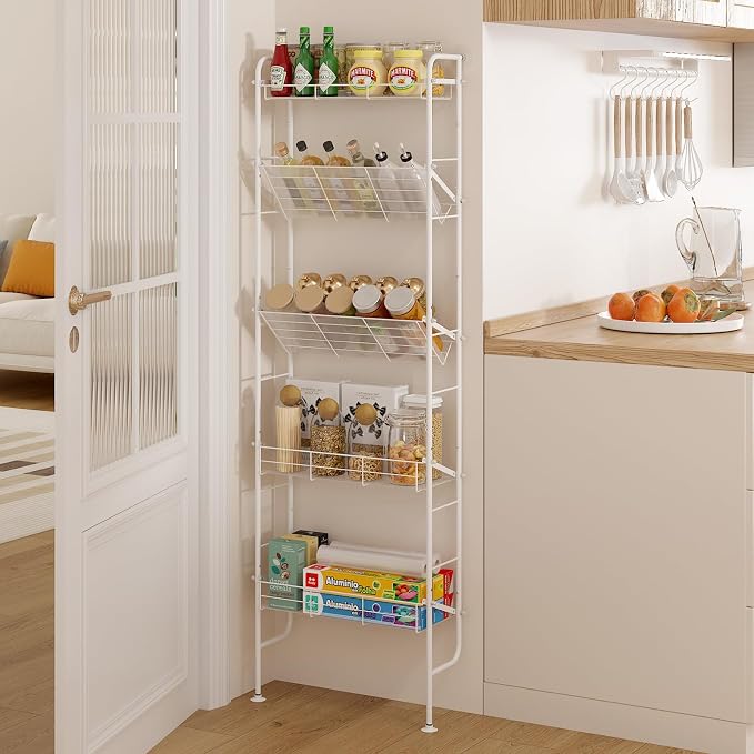 bukfen Behind The Door Organizers, 5-Tier Narrow Bathroom Kitchen Shelf by bukfen
