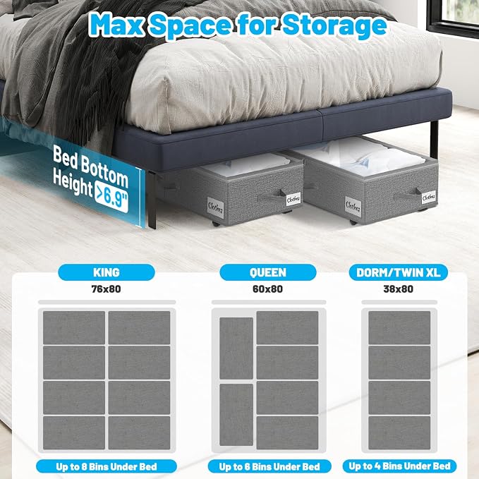 Under Bed Storage with Wheels, Quick Assembly Underbed Shoe Storage Containers - Image 9