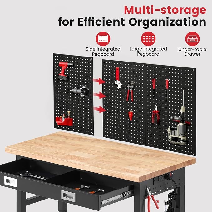 Work Bench for Garage 48 x 24 Inch Adjustable Height Workbenches - Image 3