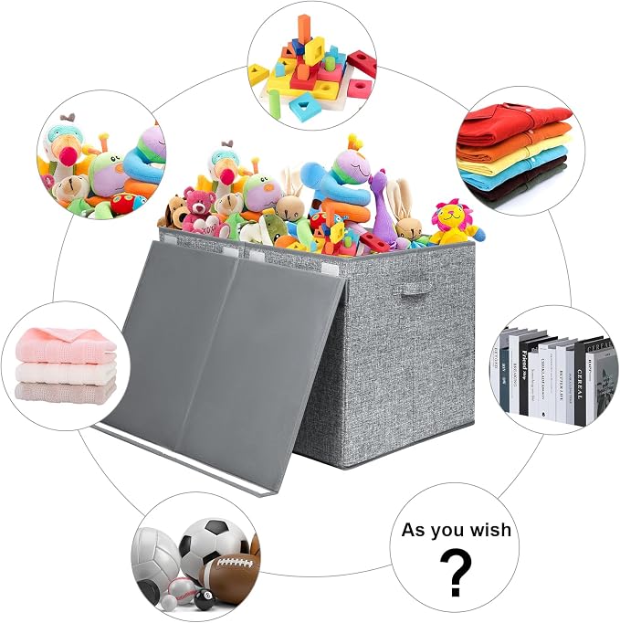 122L Large Toy Chest Box with Lid, Foldable Toy Storage Organizer Bin Boxes - Image 3