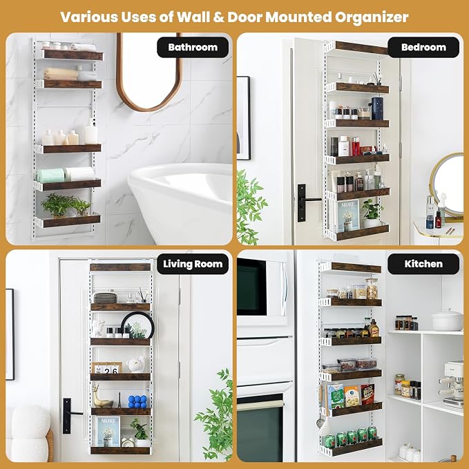 Over-The-Door Organizer – 6-Tier Wooden Pantry Storage Shelf - Image 5