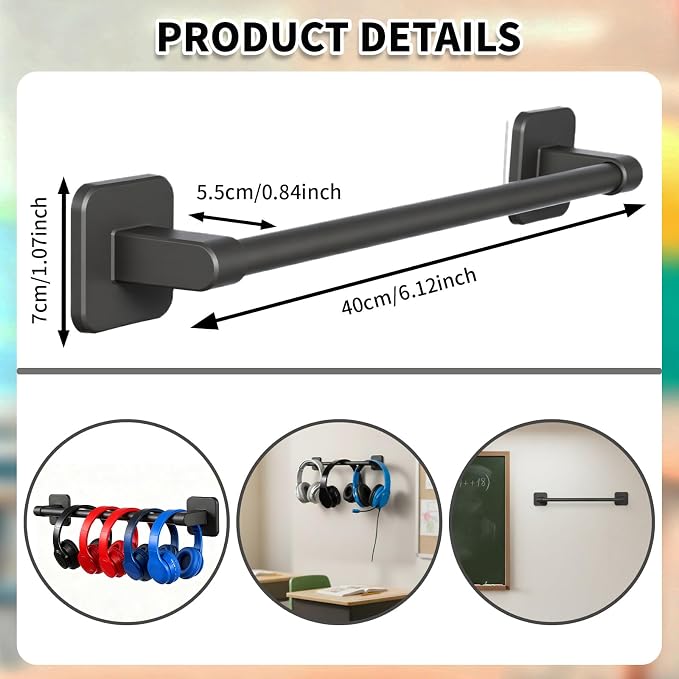Classroom Wall Mounted Headphone Storage Rod, 2 Headphone Storage Rods - Image 3