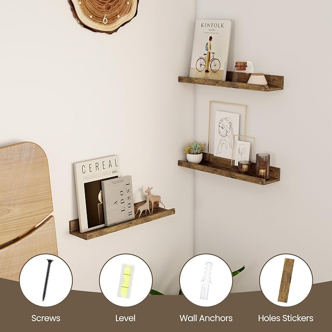 Axeman Floating Shelves for Wall | Picture Ledge Shelf Set of 2 | Rustic - Image 5